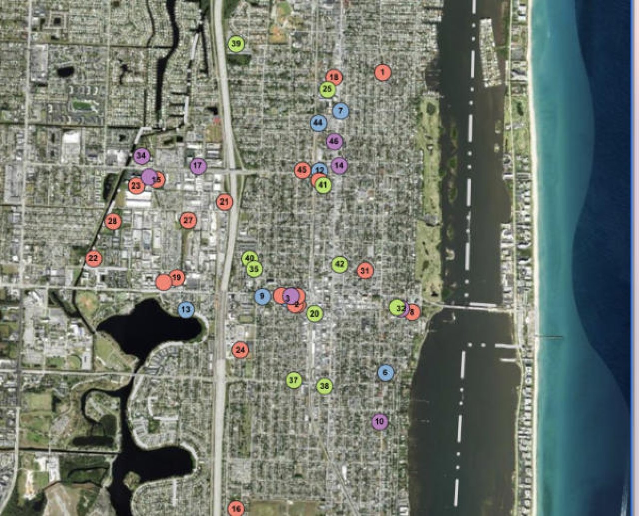 locations marked in city of lake worth beach on map.